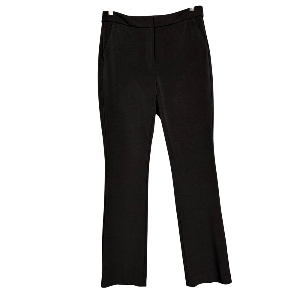 WHBM The Slim Pants Womens 4 Black Stretch Career Trousers Flat Front Bootcut